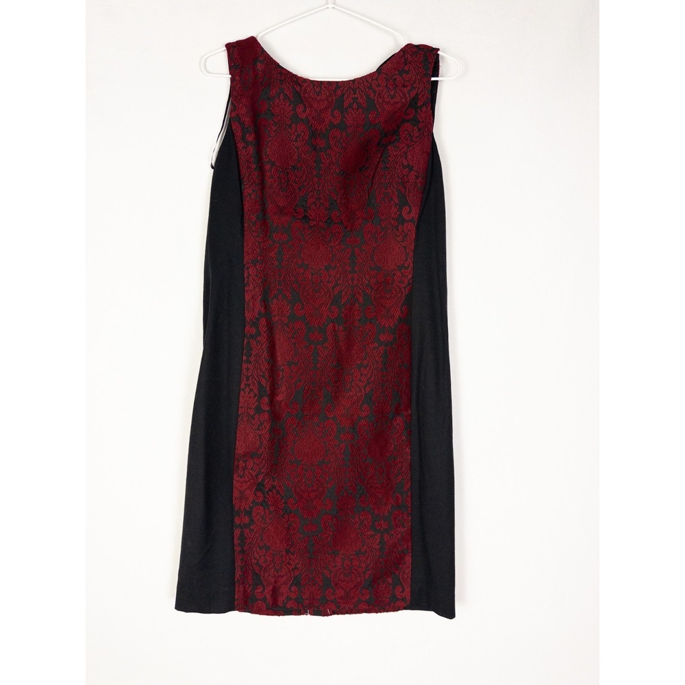NWT Talbots Dress Womens 8P Black Red Paisley Pencil Knee Lined Sleeveless
